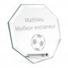 Trophée en verre octogonal meilleur entraineur personnalisé