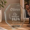 Trophée octogonal verre élu meilleur papa gravé