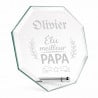 Trophée en verre octogonal meilleur papa personnalisé