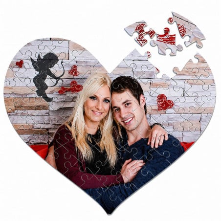 Puzzle coeur avec photo dessus