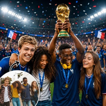 Écharpe football personnalisée effet célébration coupe du monde