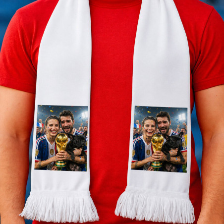 Écharpe blanche à personnaliser style coupe du monde de football