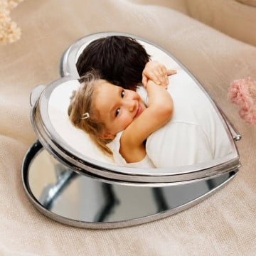 Miroir de poche cœur personnalisé