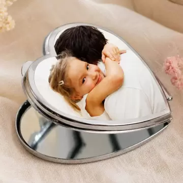 Miroir de poche cœur personnalisé