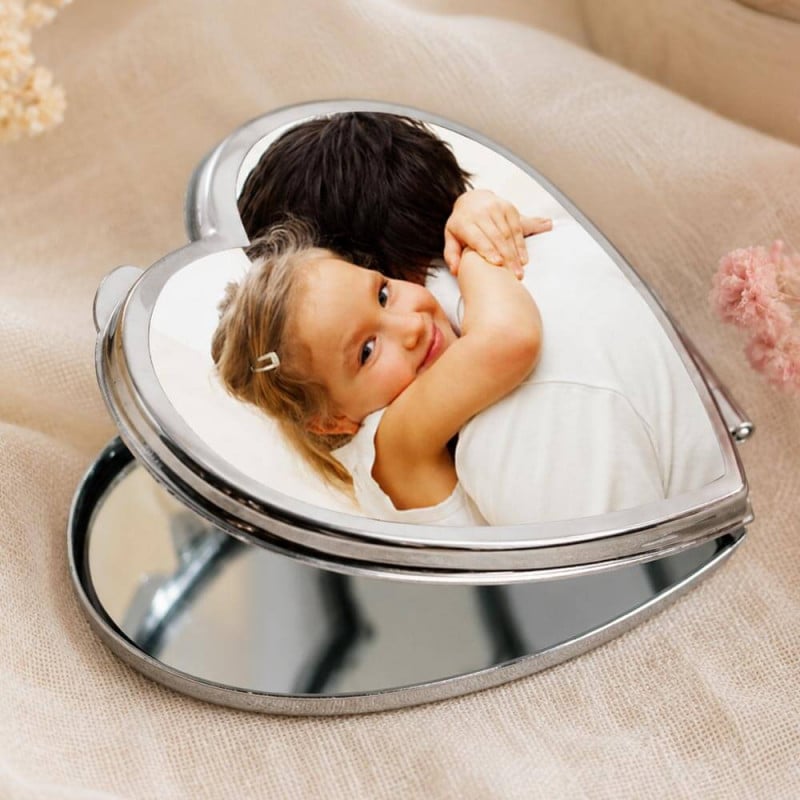 Miroir de poche cœur personnalisé