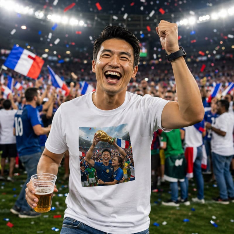 Tee shirt homme personnalisé coupe du monde de football