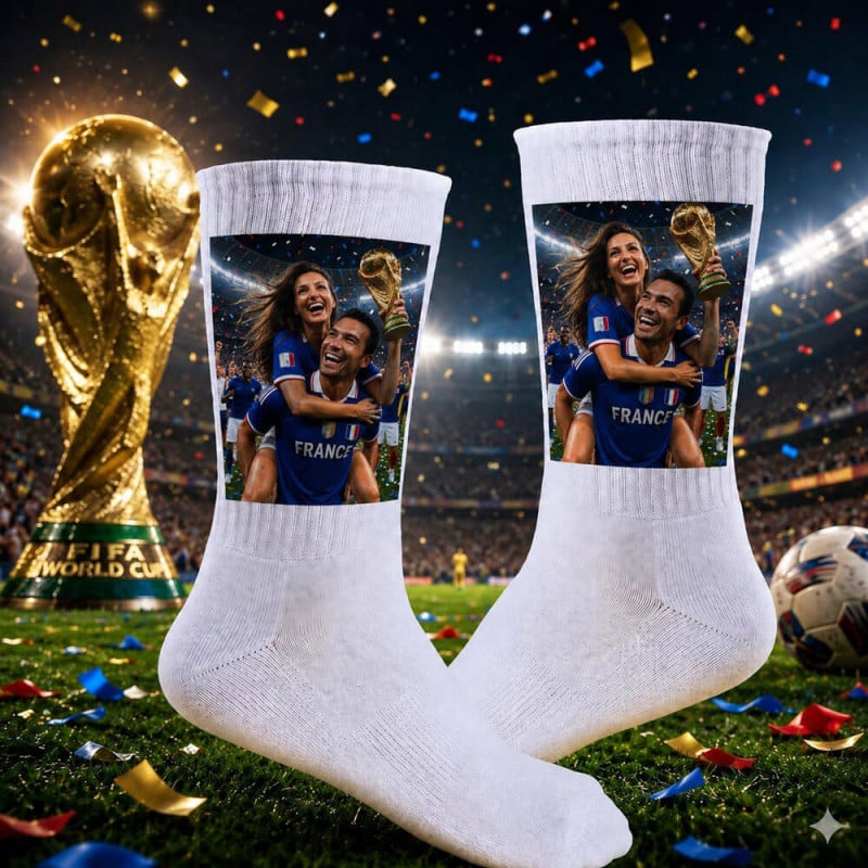 Chaussettes coupe du monde de football personnalisées taille 42-46
