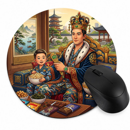 Tapis de souris rond personnalisé papa roi du canapé