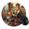 Tapis de souris rond personnalisé papa roi du canapé