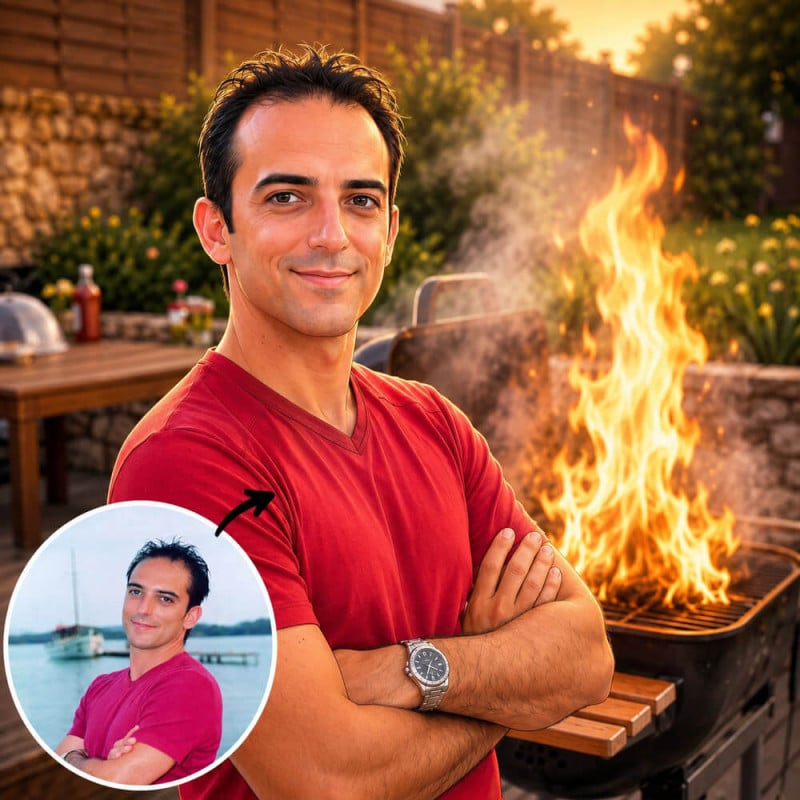 Transformation de votre photo avec l'effet papa roi du barbecue