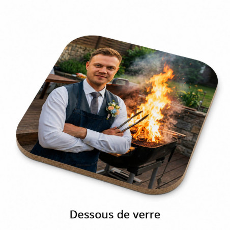 Dessous de verre carré papa roi du barbecue
