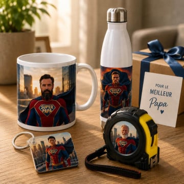 Cadeaux Super Papa personnalisés avec photo et IA