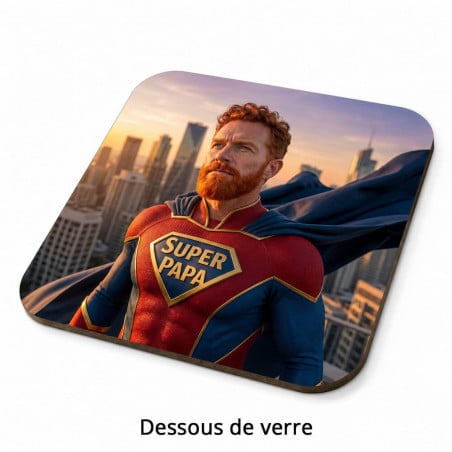 Dessous de verre carré Super Papa