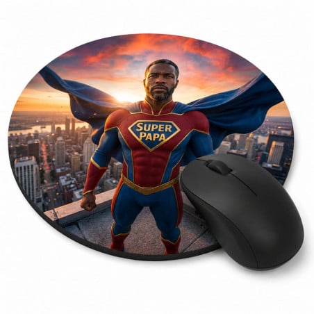 Tapis de souris rond personnalisé Super Papa