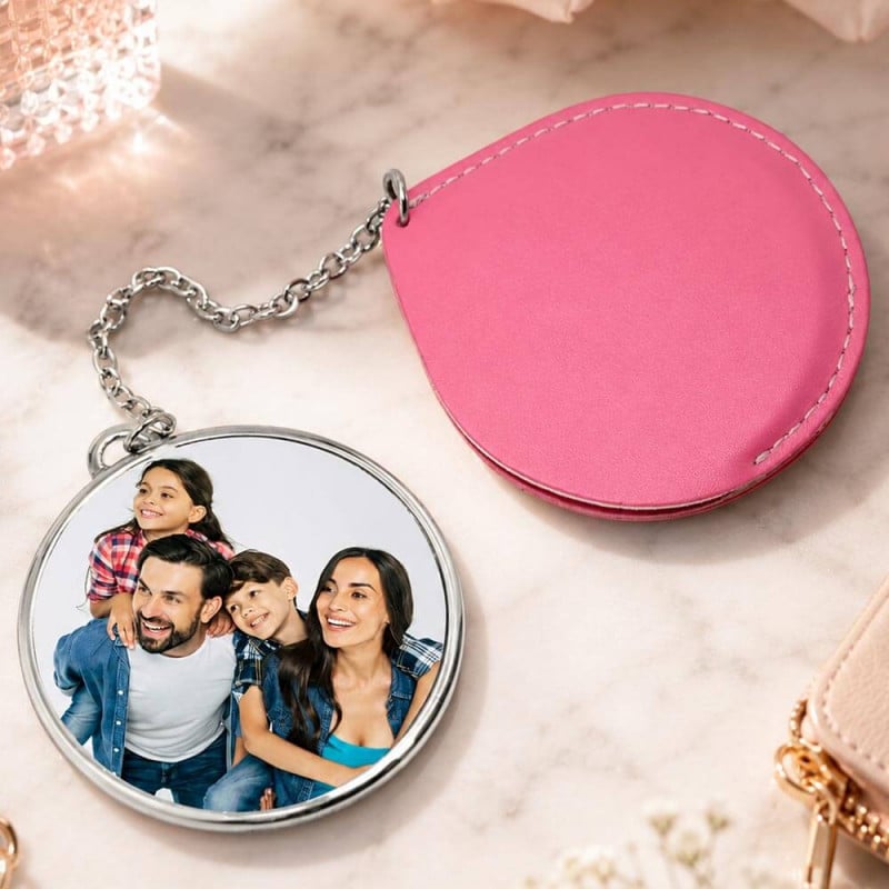 Miroir tissu rond photo personnalisé