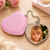 Miroir cœur rose photo personnalisé