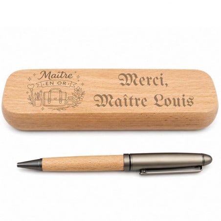 Coffret stylo bille bois personnalisé