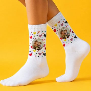 Chaussette photo personnalisé coeur coloré