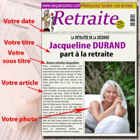 Fausse une de journal style retraite à personnaliser