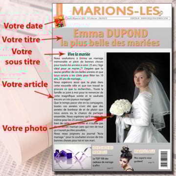 Fausse une de journal mariage à personnaliser