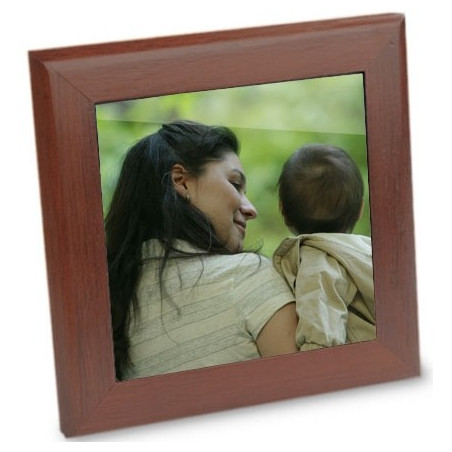 Dessous plat photo avec bords bois foncé