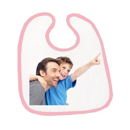 Bavoir bordure rose avec photo dessus