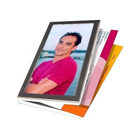 Porte carte de visite métal avec photo