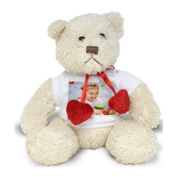 Peluche ours blanc love photo