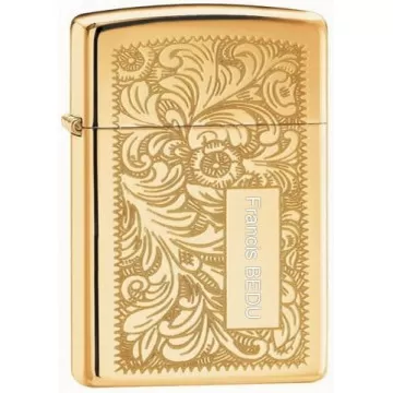 Briquet Zippo Venitian or de qualité gravé