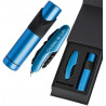 Coffret couteau et lampe bleu gravé