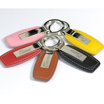 Porte clés maxi cuir et métal gravé