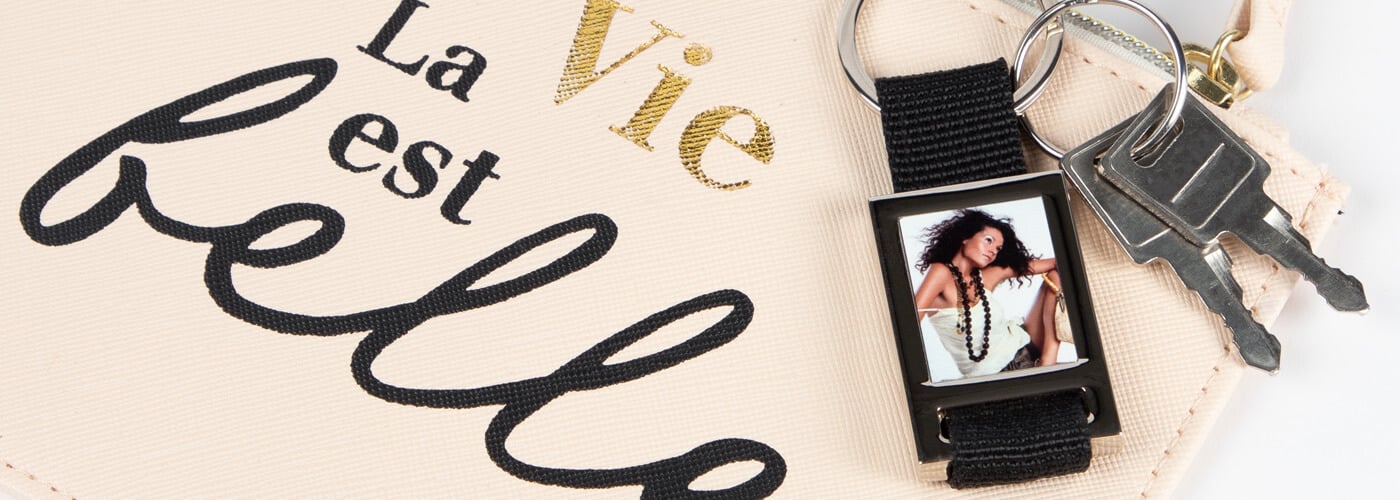 Porte clef en textile tissu