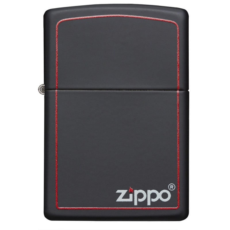 Briquet Zippo noir bord rougepersonnalisé