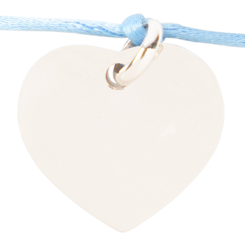Bracelet cœur argent cordon bleu personnalisé