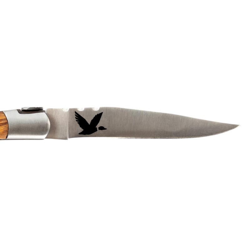 Couteau de poche pliable avec manche frêne avec personnalisation canard