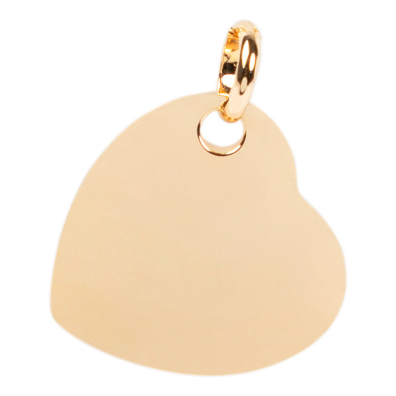 Collier cœur renversé plaqué or 18 carats personnalisé texte