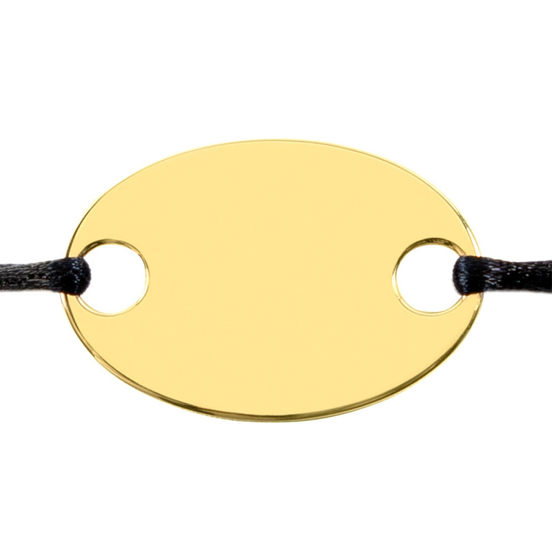 Bracelet ovale plaqué or avec cordon noir