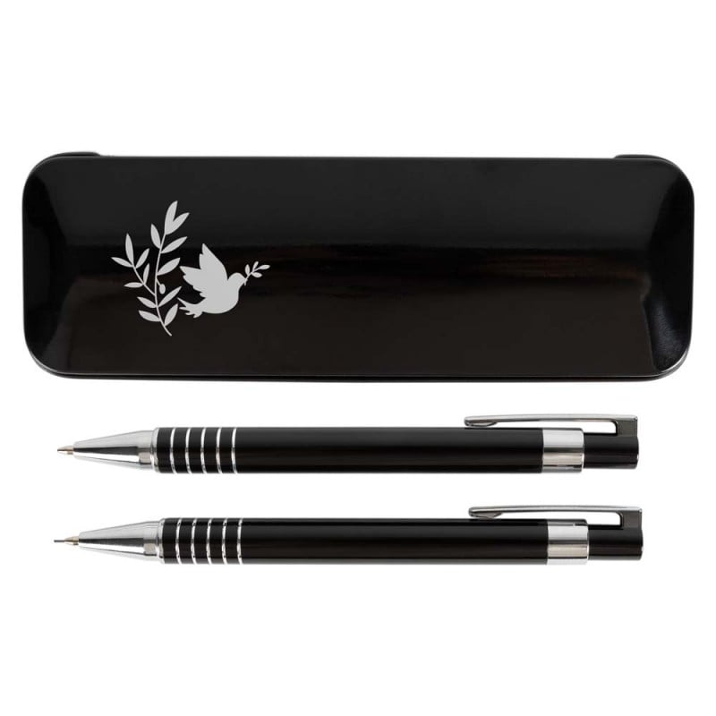 Coffret stylo bille et porte mine noir personnalisé communion