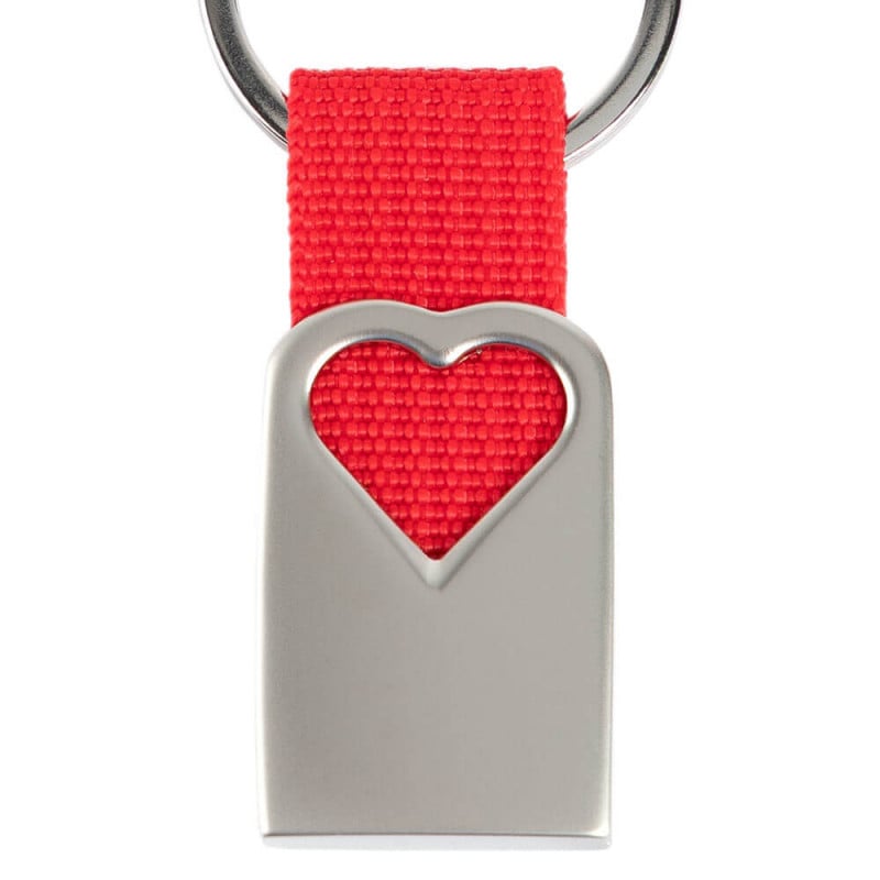 Porte clé gravé coeur rouge