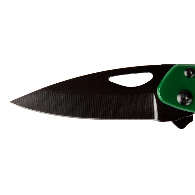 Couteau acier vert avec gravure