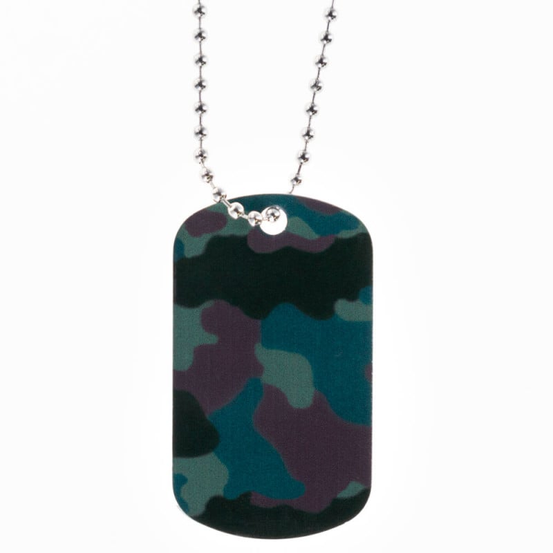 Dog tag camouflage avec gravure texte