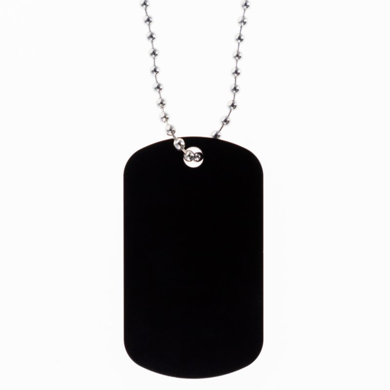 Dog Tag noir avec gravure texte