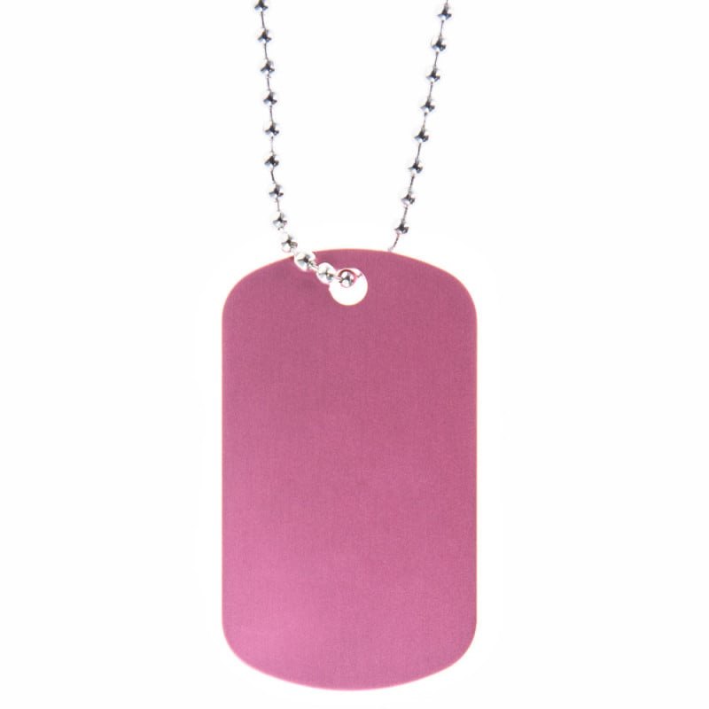 Dog tag rose gravé personnalisé