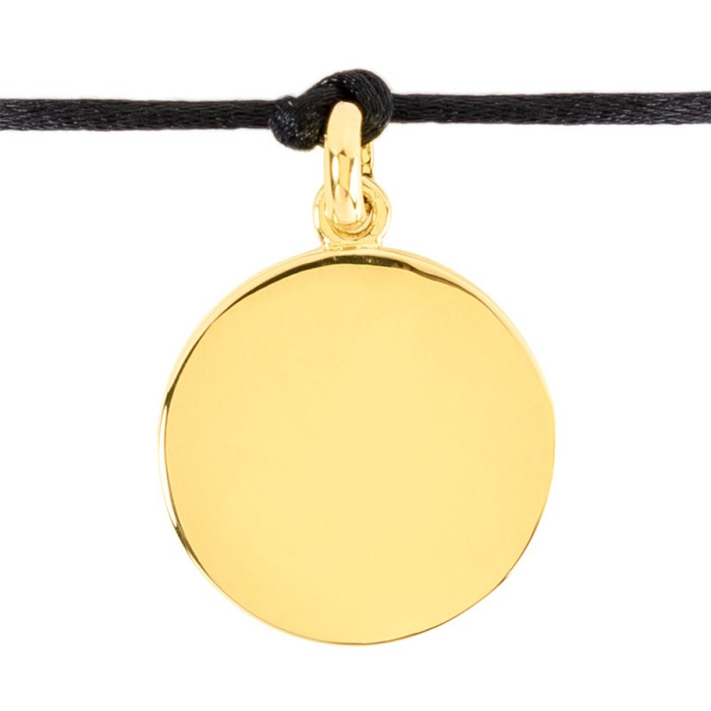 Bracelet cordon coloré avec médaillon rond Sagittaire plaqué or à personnaliser