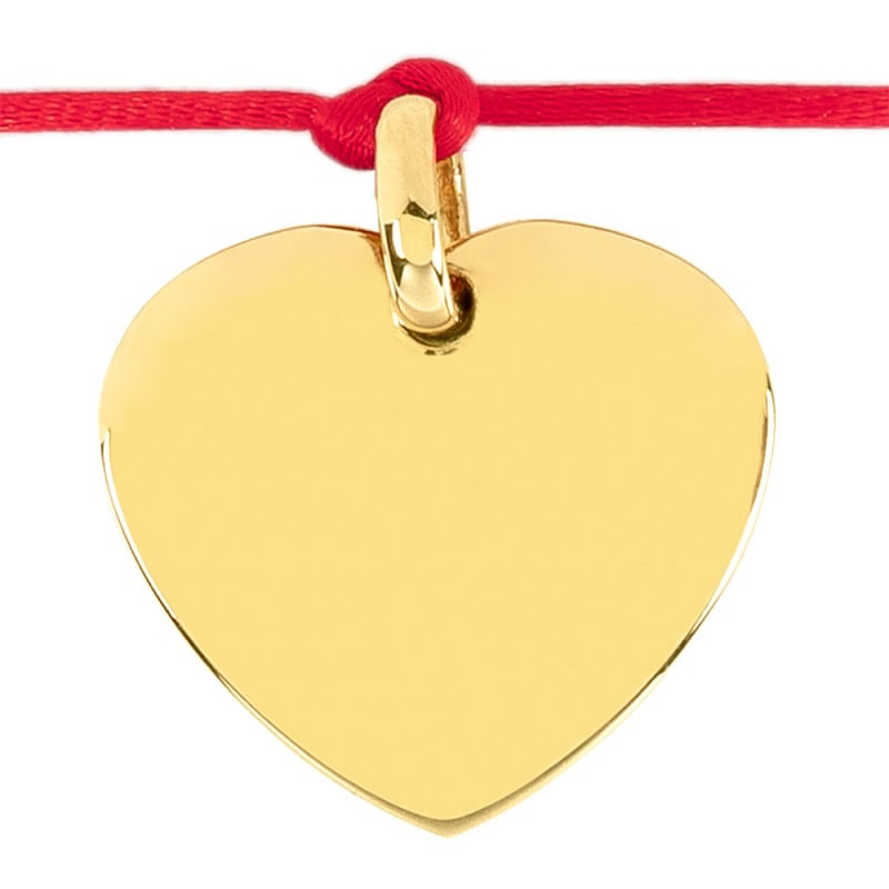 Bracelet cordon rouge avec cœur plaqué or personnalisé