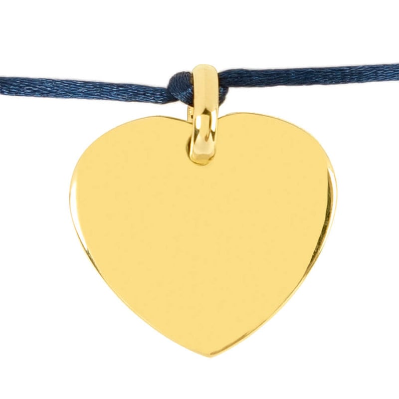 Bracelet cordon marine cœur plaqué or personnalisé