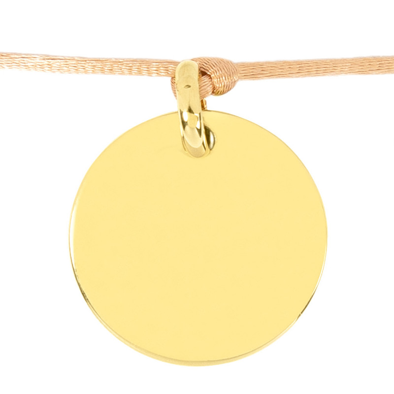Bracelet beige foncé rond plaqué or personnalisé