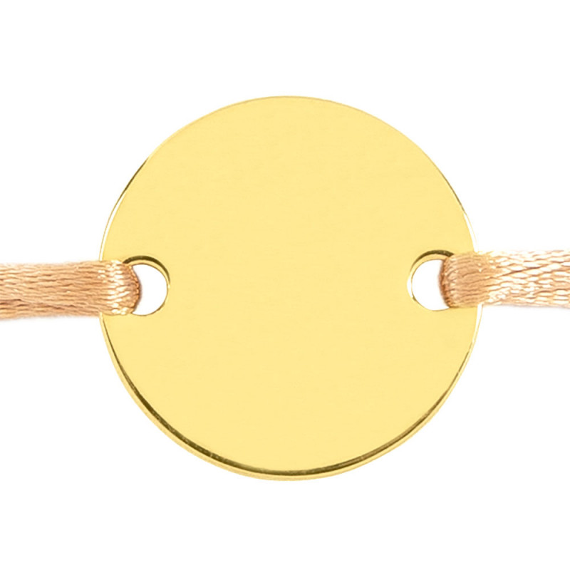 Bracelet petit rond plaqué or personnalisé avec cordon beige