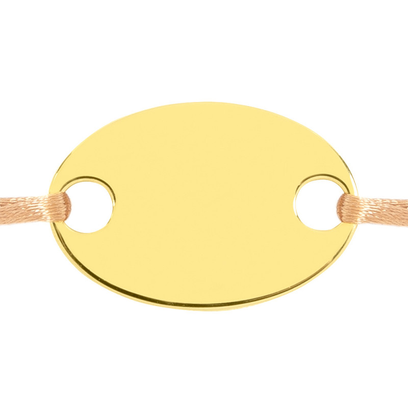Bracelet beige ovale en plaqué or jaune personnalisé