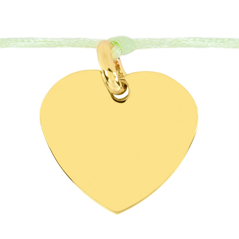 Bracelet vert avec cœur plaqué or personnalisé